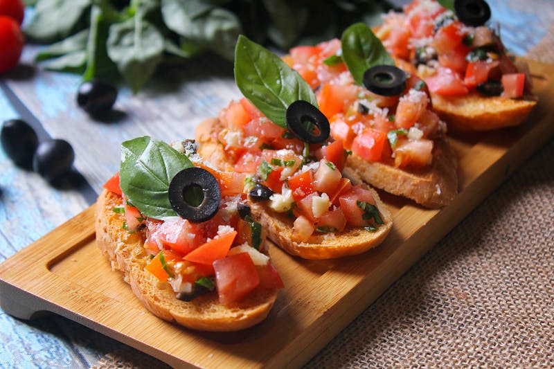 Bruschetta starter at Papa Ginos